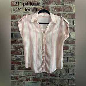 🌸 Como Blu Pink & White Striped Button Up Top | M